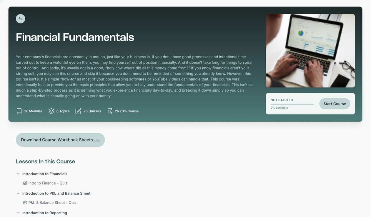 Learning Management System course view